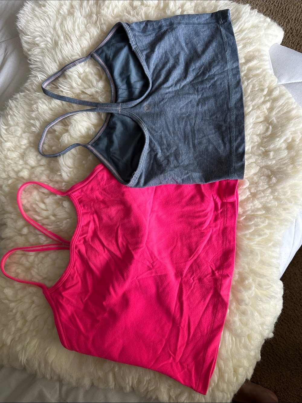 lululemon athletica Dual Seamless Bralette Tanks - Hot Pink & Heather Gray